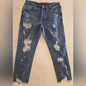 Casual Distressed Boyfriend Jeans in Blue